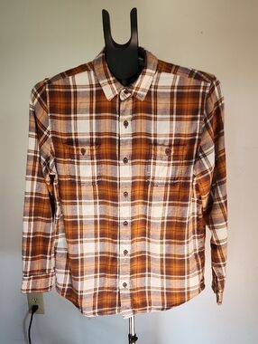 Place Brown and White Plaid Long-Sleeve Button-Down Shirt